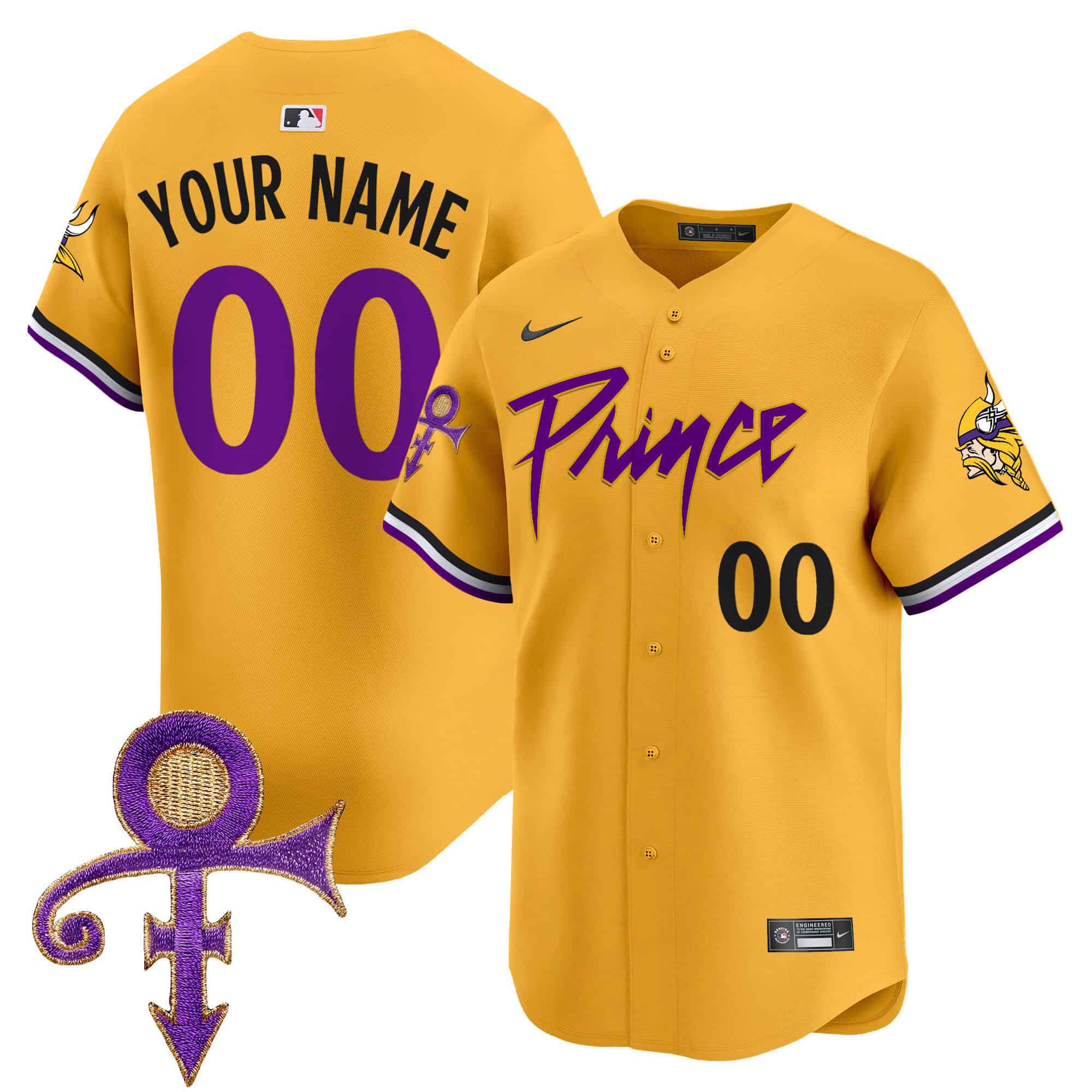Men Minnesota Vikings Yellow 2024 Nike Prince Patch Vapor Premier Limited Custom NFL Jersey->customized nfl jersey->Custom Jersey
